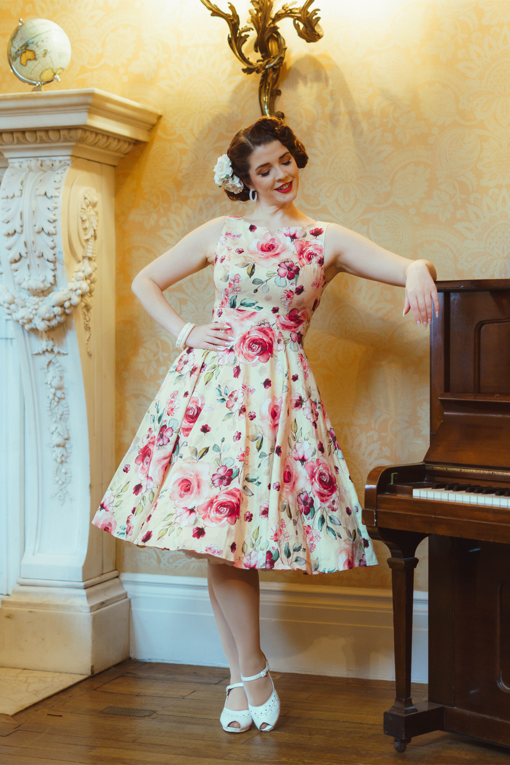Buttercup Rose Swing Dress in Extended Sizing